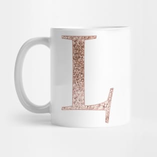 L rose gold glitter monogram letter Mug